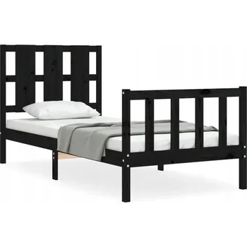 Postel Černá postel z masivního borovicového dřeva 195,5 x 80,5 x 100 cm