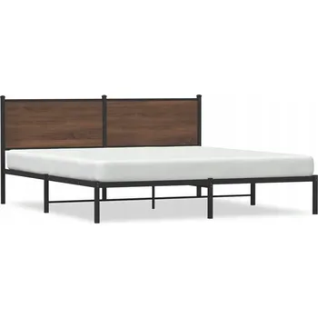 Postel Rám postele ocelový, hnědý dub, 207 x 187 x 91,5 cm, matrace 180 x 200 cm