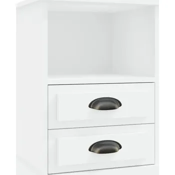 Noční stolek Elegantní bílý noční stolek , 43 x 36 x 60 cm, 2 zásuvky a přihrádka