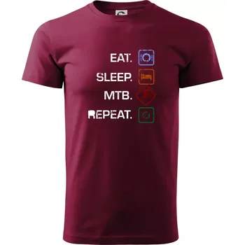 Pánské tričko Eat sleep MTB repeat - Klasické pánské triko vyšší gramáže - 4XL ( Garnet )
