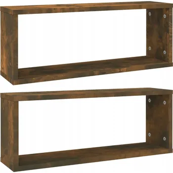 police Závěsné kostkové police z dřevovláknité desky, 60x15x23 cm, kouřová