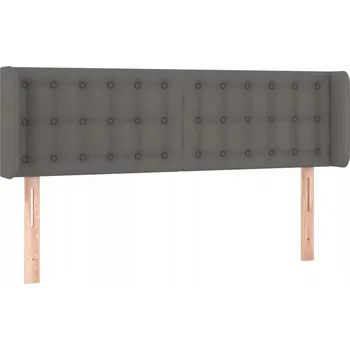 Čelo postele s ušima, nastavitelné, umělá kůže, šedé, 147x16x78/88 cm