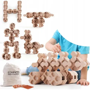 ostatní stavebnice Dřevěné stavební Stavebnice Montessori hračka, 50 dílů