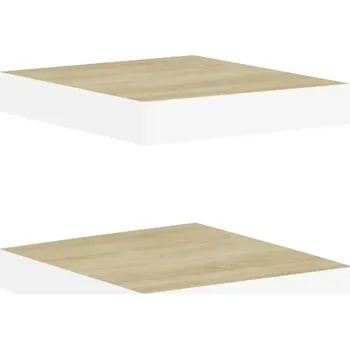 police Nástěnná police MDF a kov, dub/bílá 23x23,5x3,8 cm