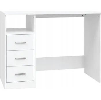 Psací stůl Počítačový stůl se 3 zásuvkami a policí, bílý, 102x50x76 cm