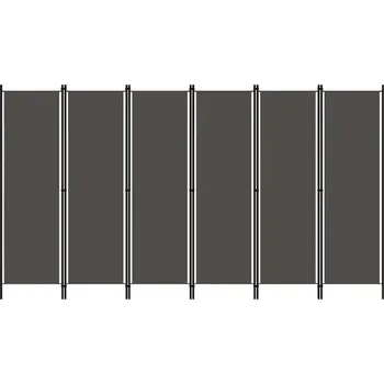 Paraván Paraván 6dílný z látky a železa, antracitový, 300x180 cm