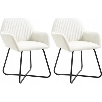 Jídelní židle Sada 2 jídelních židlí krémová, látka/Ocel, 61x61x84 cm