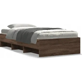 Postel Rám postele hnědý dub 203 x 93 x 35 cm s přihrádkami na drobnosti