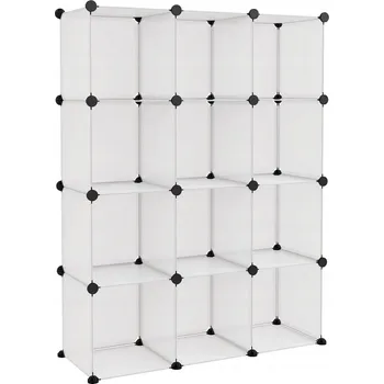 Knihovna Kostkový regál s 12 moduly PP, Průhledný, 94,5x31,5x124 cm