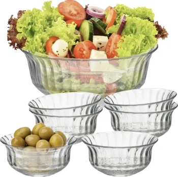 Skleněné misky malé misky na dipy VELKÁ salátová mísa 7 ks ELEGANTNÍ