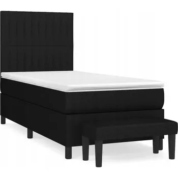 Postel Kontinentální postel černá s matrací 203x100x118/128 cm a lavicí