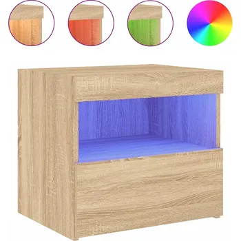 Noční stolek Noční stolek LED RGB s úložným prostorem, dub sonoma