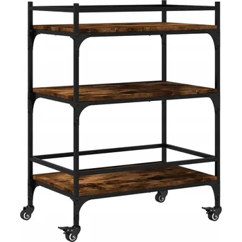 Servírovací stolek Kuchyňský vozík Vintage z dřevotřísky, ocelový rám, 65x40x86 cm