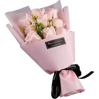 umělá květina Kytice 9 mýdlových růží 28 x 17 cm Luxusní vonná sada růží v dárkovém balení Elegantní dekorace a originální romantický dárek pro ženy růžová