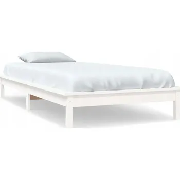 Postel Bílý dřevěný rám postele z borovicového dřeva 90x200 cm, rozměry 212x101,5x26 cm