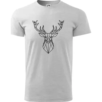 Pánské tričko Geometrie - jelen - Triko extra velké (5-8XL) - 8XL ( Světlešedý Melír )