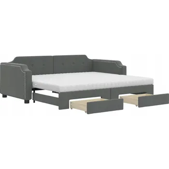 Pohovka Rozkládací pohovka 2 v 1 se zásuvkami, tmavě šedá, 213 x 100 x 66,5 cm