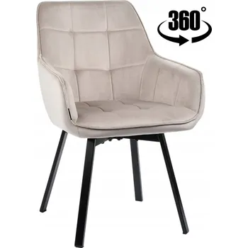 Křeslo Otočné křeslo čalouněné béžovým velurem do obývacího pokoje, jídelny nebo kuchyně Togo