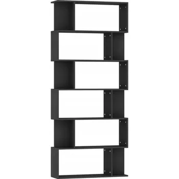 Knihovna Knihovna s 18 přihrádkami, černá, 80 x 24 x 192 cm
