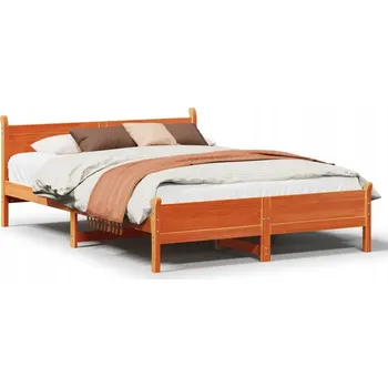 Postel Rám postele borovicový s čelem, voskovaný hnědý, 209 x 125 x 72 cm