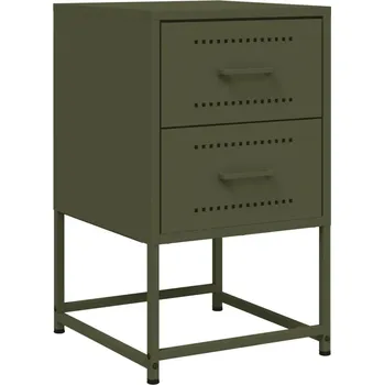 Noční stolek Noční Stolek z průmyslové oceli, olivově Zeleň , 36x39x60,5 cm