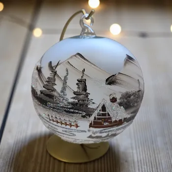 Vánoční ozdoba Skleněná koule na svíčku - šedá, hnědá