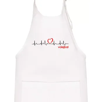 Kuchyňská zástěra Moje srdce bije pro Volejbal - Dětská zástěra na vaření - Univerzální velikost ( Bílá )