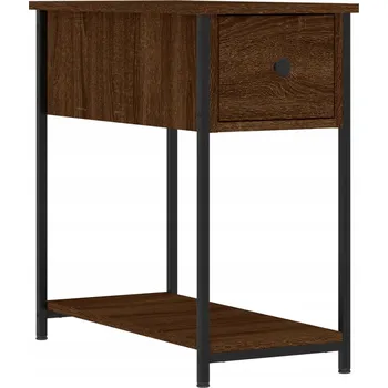 Noční stolek Noční stolek z dřevotřísky a železným rámem, hnědý dub, 30x60