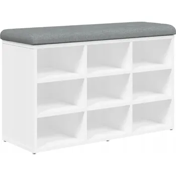 Lavice na boty s polštářem, bílá, 82 x 32 x 50 cm