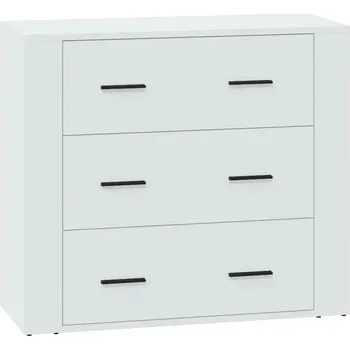 Komoda Skříňka se 3 zásuvkami, bílá, dřevotříska, 80 x 33 x 70 cm