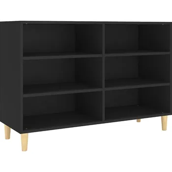 Komoda Skandinávská skříňka se 6 policemi, černá, 103,5x35x70 cm, eukalyptové dřevo