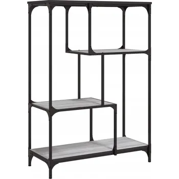 Knihovna Industriální knihovna z materiálu na bázi dřeva, Ocel, Šedý dub Sonoma