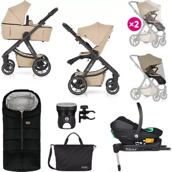Kočárek PETITE&MARS Kočárek kombinovaný ICON 2v1 XXL RWS + Core Pro i-Size Black Grey + Báze Mocha Beige