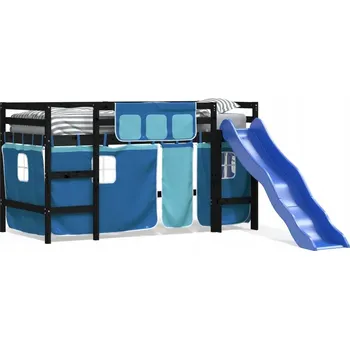 Postel Černá patrová postel z masivního borovicového dřeva 205,5 x 87,5 x 113,5 cm