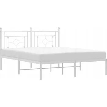 Postel Bílý kovový rám postele 207 x 166 x 97 cm s čelem