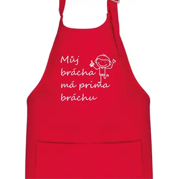Kuchyňská zástěra Můj brácha má prima bráchu! - Dětská zástěra na vaření - Univerzální velikost ( Červená )