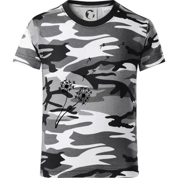 Chlapecké tričko Pampeliška - Dětské maskáčové triko - 122 cm/6 let ( Šedý maskáč )