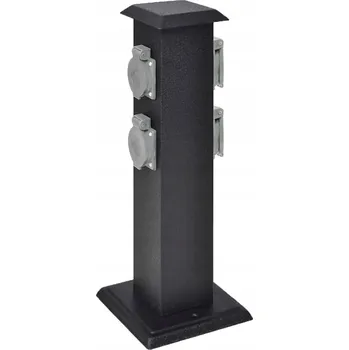 Elektrická zásuvka Zahradní zásuvka 4-zásuvková 220-240V, 16A, IP44, černá, 15,5x15,5x40,5 cm