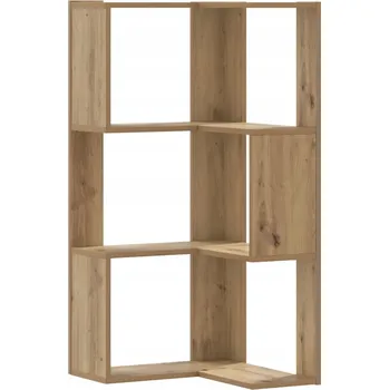 Knihovna Rohová police 3-úrovňová z dřevotřísky, dub artisan