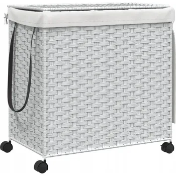 Koš na prádlo Ručně pletený koš na prádlo z ratanu se 3 přihrádkami, 60x35x60,5 cm