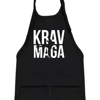 Kuchyňská zástěra Nápis Krav Maga - Dětská zástěra na vaření - Univerzální velikost ( Černá )
