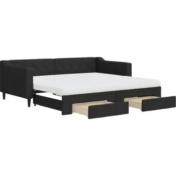 Pohovka Černá rozkládací lenoška se zásuvkami 213 x 100 x 67 cm