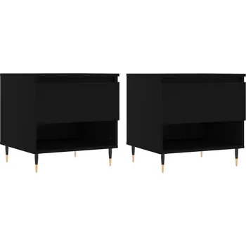 Konferenční stolek Konferenční stolky se zásuvkou a kovovými nohami, černé, 50x46x50 cm