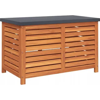 Truhla Dřevěná zahradní truhla z masivního eukalyptu s kovovou deskou, 90x48x