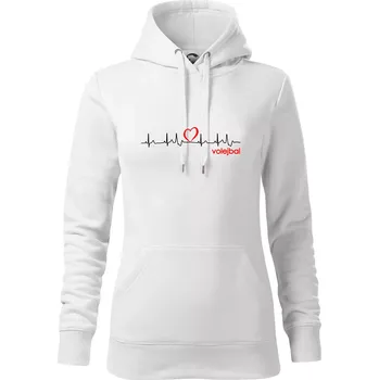 Dámská mikina Moje srdce bije pro Volejbal - Mikina dámská Cape s kapucí - XS ( Bílá )