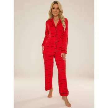 Dámské pyžamo Viskózové pyžamo pro ženy s límcem a knoflíky, Ruda XXL i384_53125284
