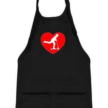 Kuchyňská zástěra Koloběžka srdce - Dětská zástěra na vaření - Univerzální velikost ( Černá )