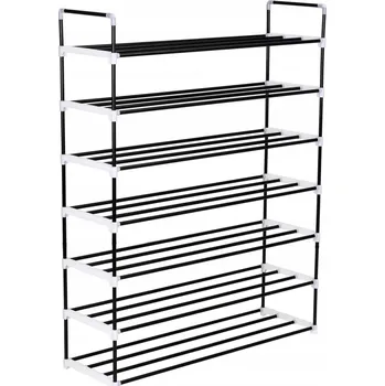 Botník Stojan na boty z kovu a plastu, 7 polic, černý, 91x29x133 cm