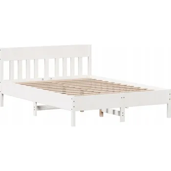 Postel Bílá postel z masivního borovicového dřeva 205,5 x 145,5 x 81 cm