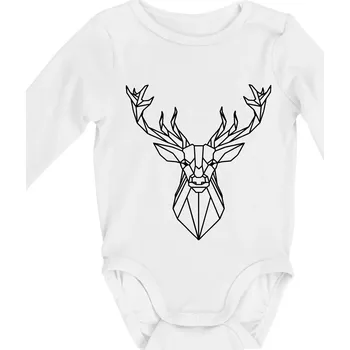 Kojenecký body Geometrie - jelen - Body kojenecké s dlouhým rukávem - Dlouhý r. do 3 měs ( Bílá )